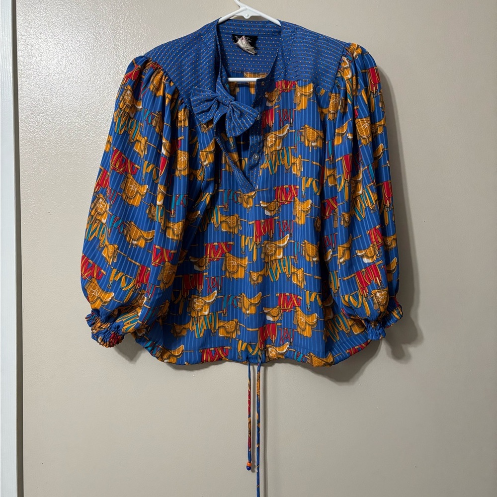 Two piece saddle skirt and top set. Vintage Diane Freis